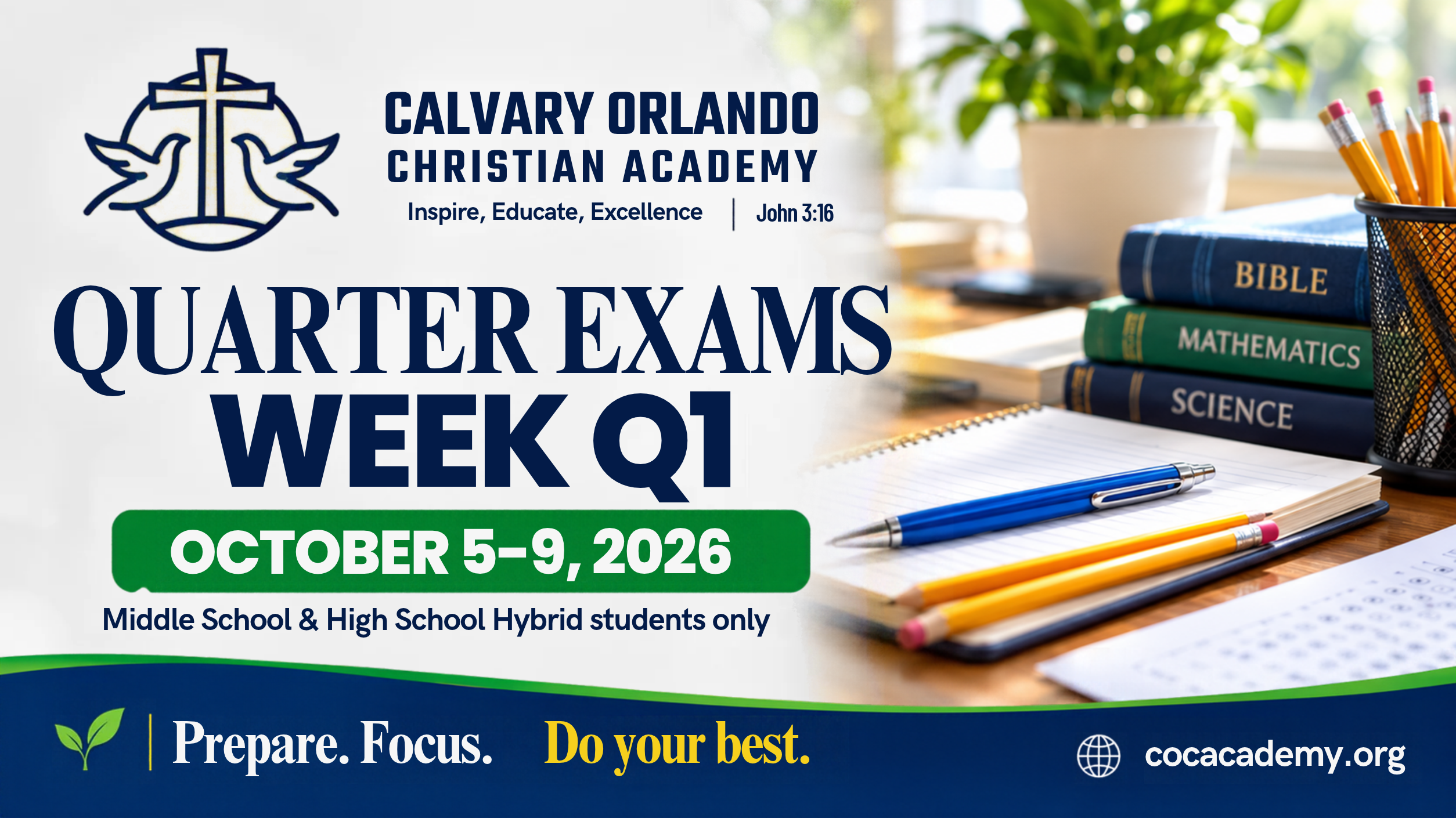 Q1 Quarter Exams — October 5–9, 2026